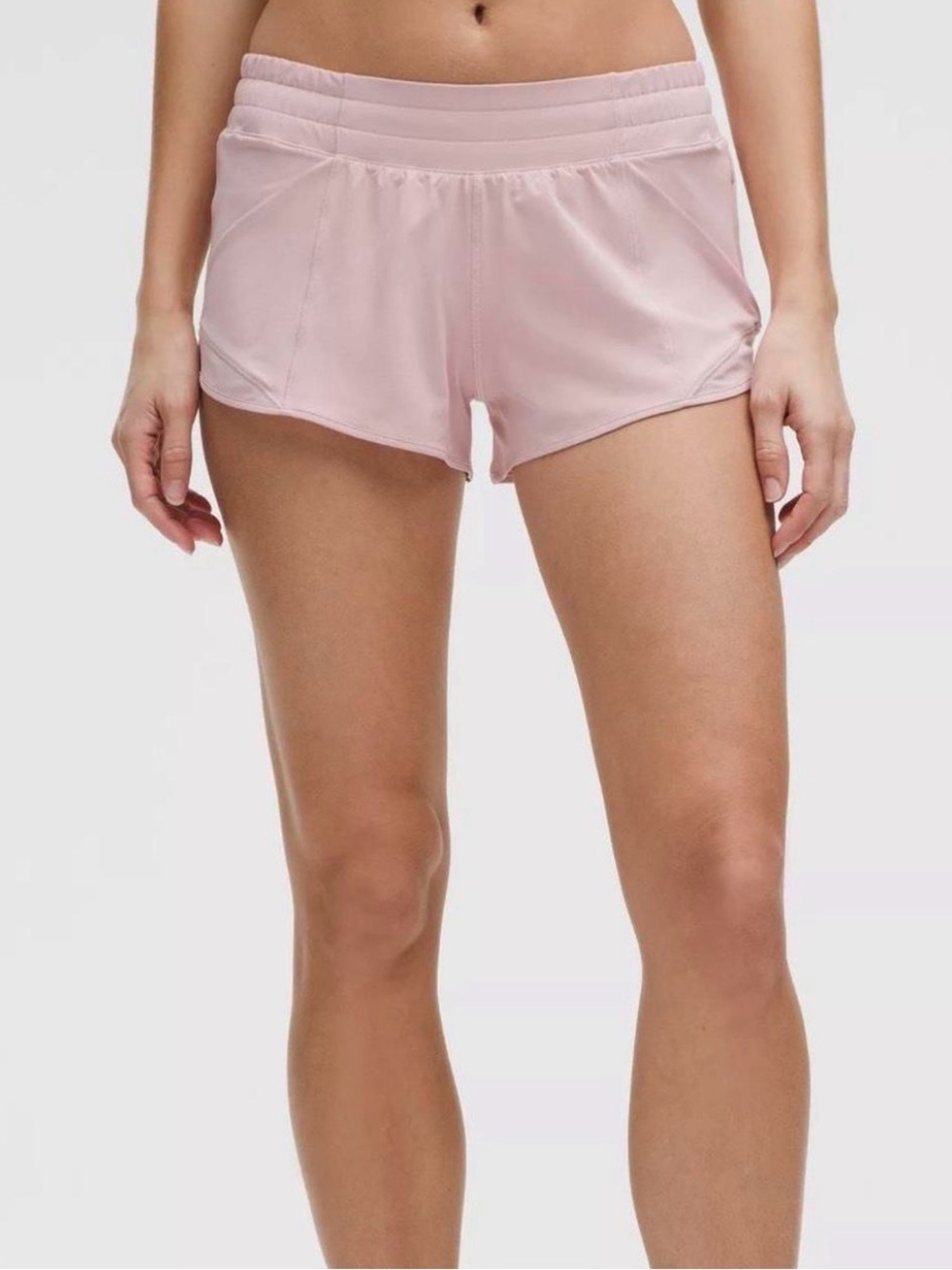 Lululemon Hotty Hot Shorts in a light pink color.